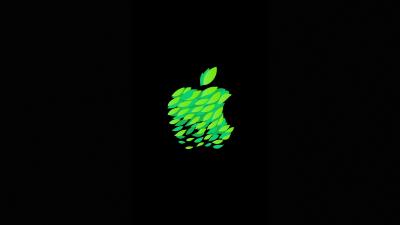 Green black apple logo 4k wallpaper