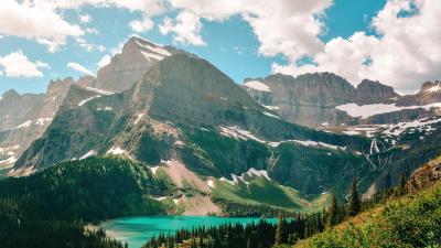 Grinnell lake in glacier national park 4k wallpaper