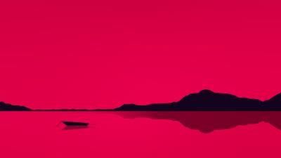 Lake minimal red 4k wallpaper