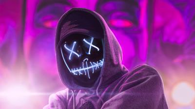 hoodie neon guy abstract 4k rp wallpaper
