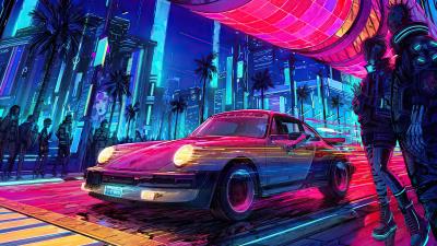 Porsche x cyberpunk 2077 wallpaper