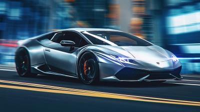 lamborghini on city road rl wallpaper