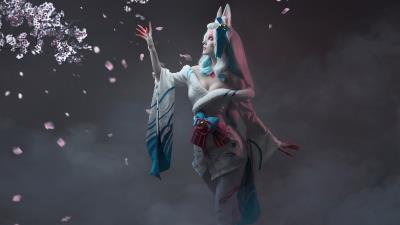 league of legends spirit blossom ahri cospay 4k 9d wallpaper