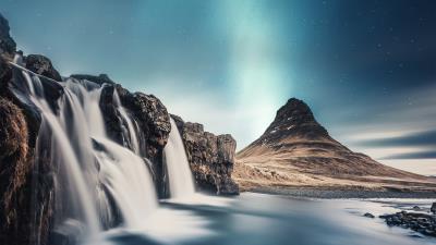 long exposure waterfall landscape stars 4k fr wallpaper