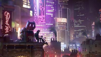 neon nights vincent lefevre robot 4k hs wallpaper