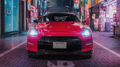 nissan gt r in tokyo 4k op wallpaper