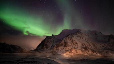 northern lights lofoten norway 4k b5 wallpaper
