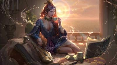Queen morning coffee fantasy 4k dc wallpaper