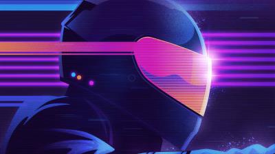 Retrowave biker helmet 8c wallpaper