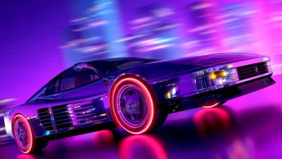 Retrowave car night 4k uj wallpaper