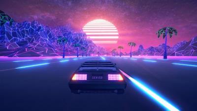 Retrowave road car 4k j1 wallpaper