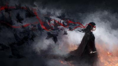 raven girl fantasy horror sd wallpaper