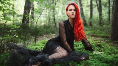 red head black dress vx wallpaper