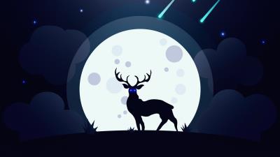 reindeer glowing blue eyes moon 4k bd wallpaper