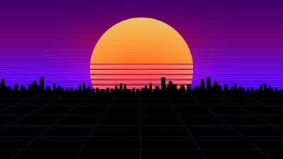 retrowave big city 4k ui wallpaper