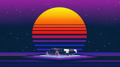 retrowave car 4k sm wallpaper