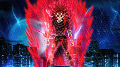 saiyan girl on dark city 4k zc wallpaper