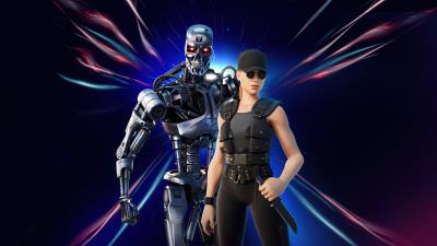 sarah connor and terminator fortnite 2021 vl wallpaper