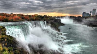 sunset at niagara falls 4k ln wallpaper