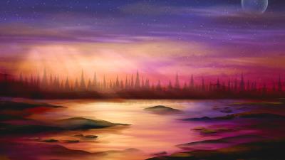 sunset drawing painting dp wallpaper