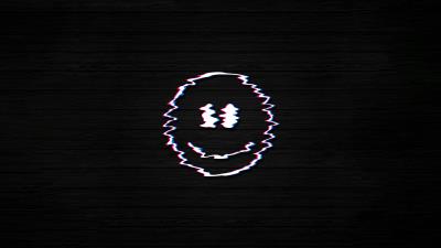 Smiley Glitch Dark Black 4k wallpaper