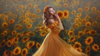 Model Yellow Field Girl Women wallpaper