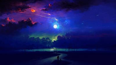 Night Art Landscape Moon Fantasy wallpaper
