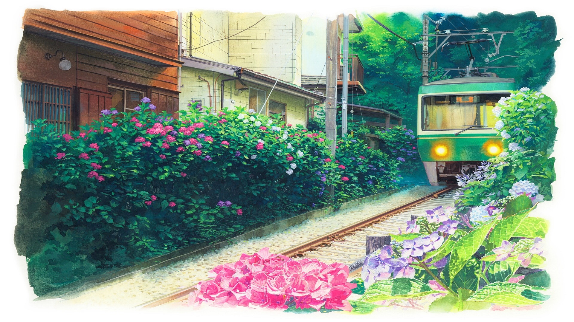 Train Landscape Art Wallpaper