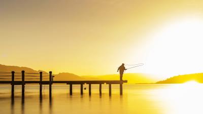 Fishing Pier Sunset 2k wallpaper