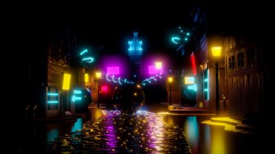 Ball neon space wallpaper