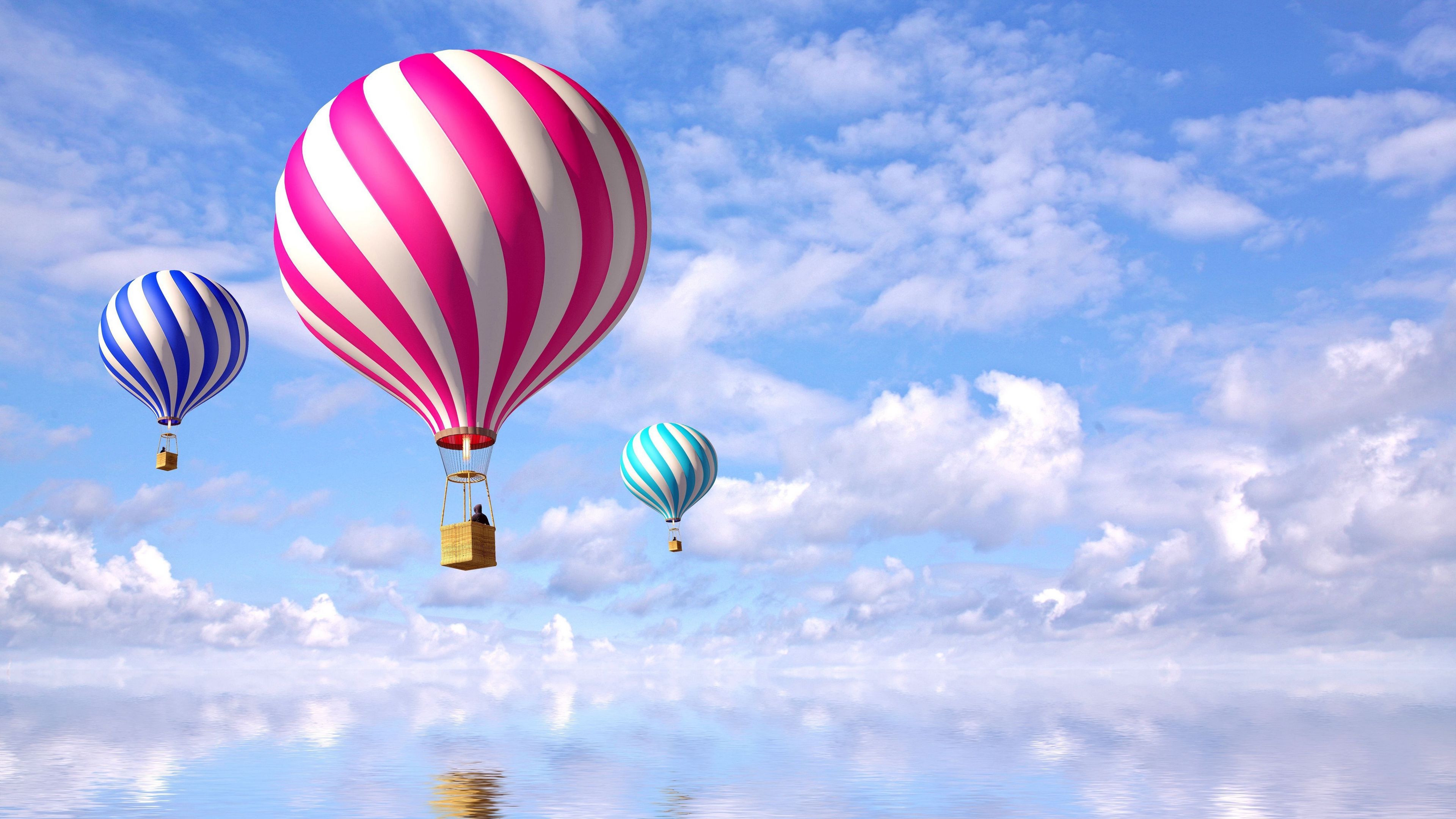 Balloons flight sea Wallpaper
