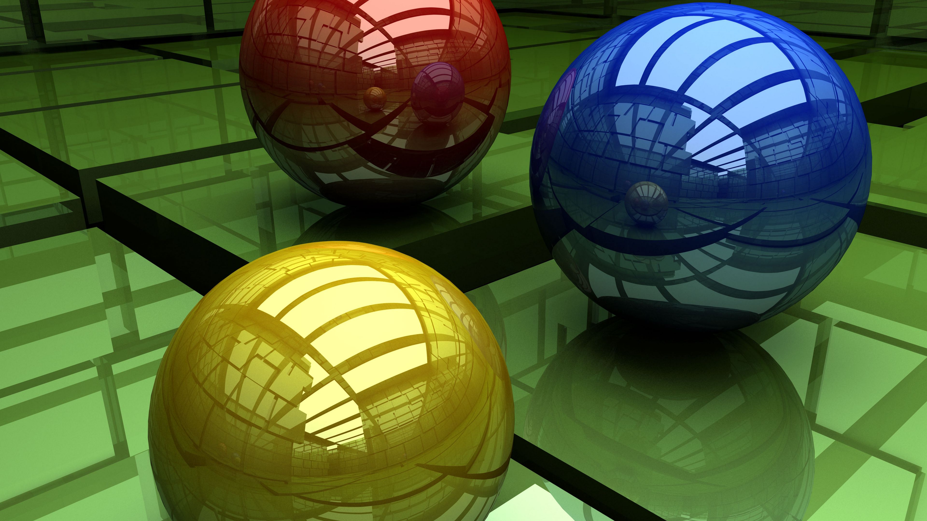 Balls three colored surface cubi Wallpaper