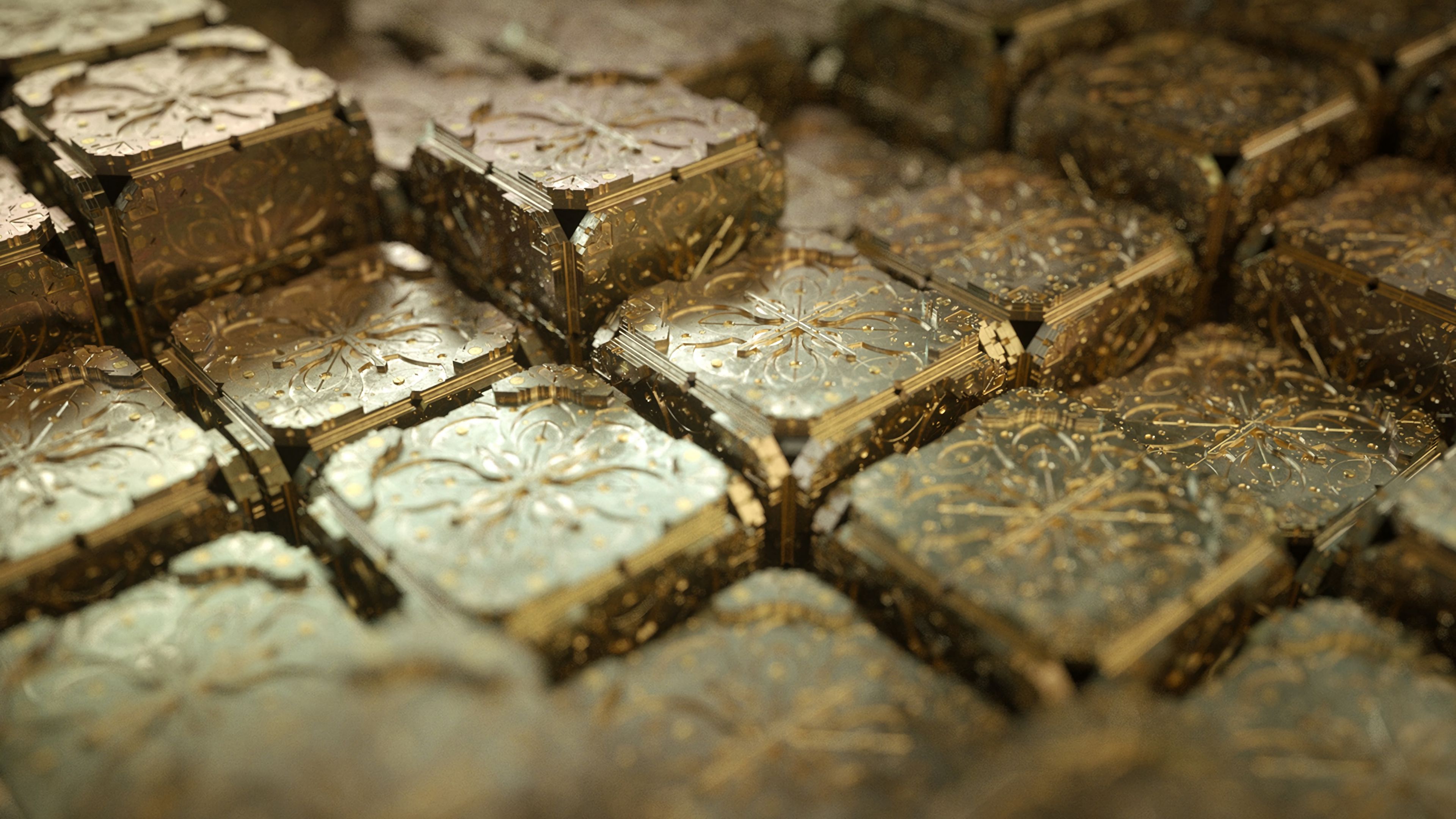 Cube gold pattern Wallpaper