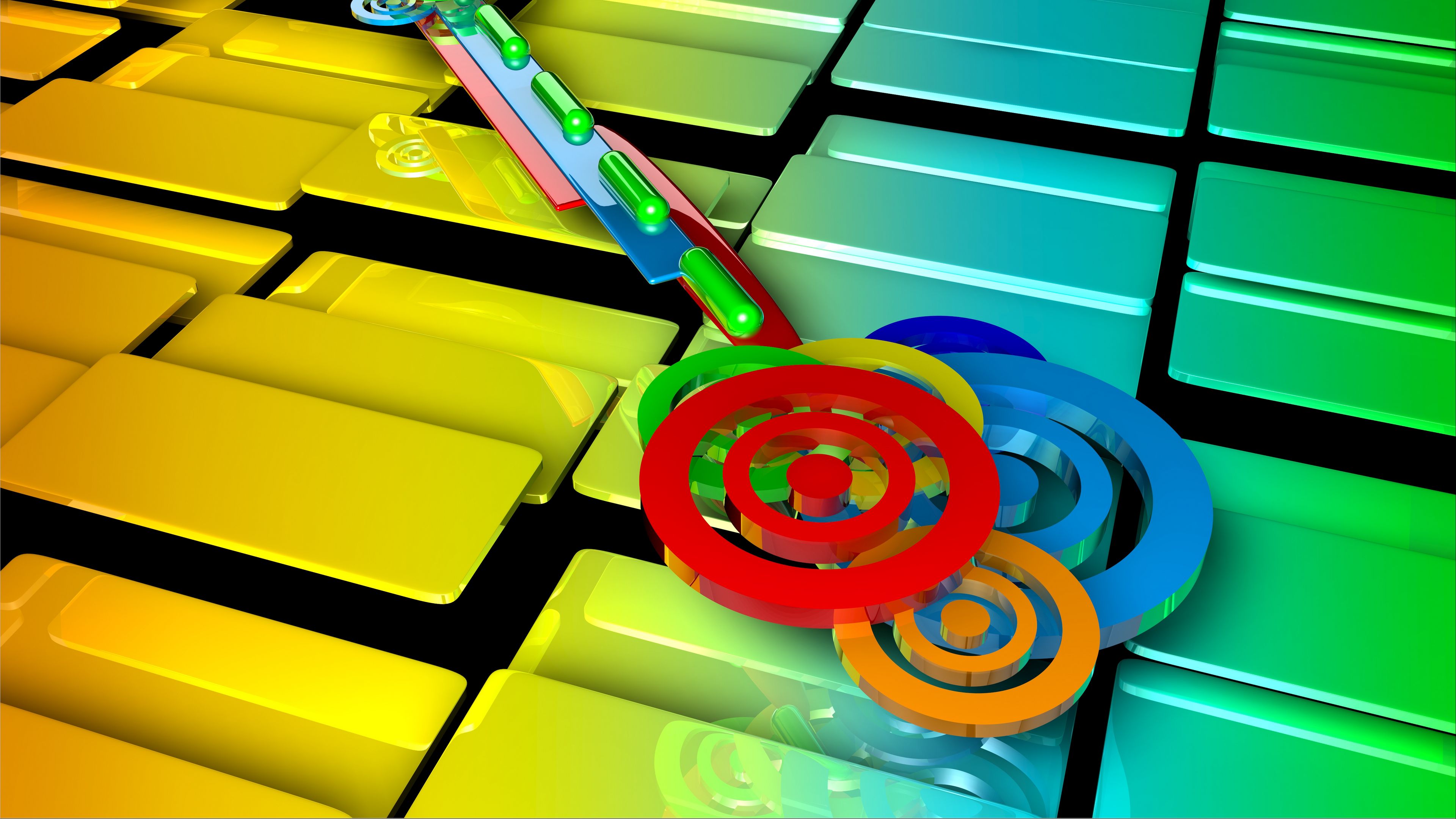 Form rainbow circles cubes surfac Wallpaper