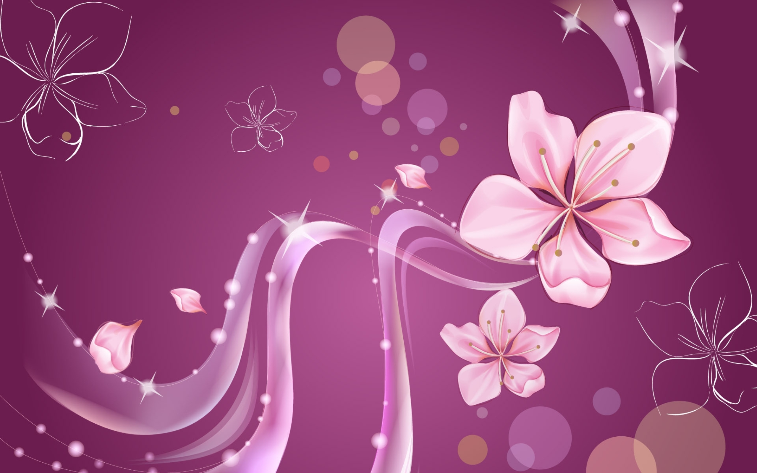 Pink Flowers Abstract Wallpaper 2k Wallpaper