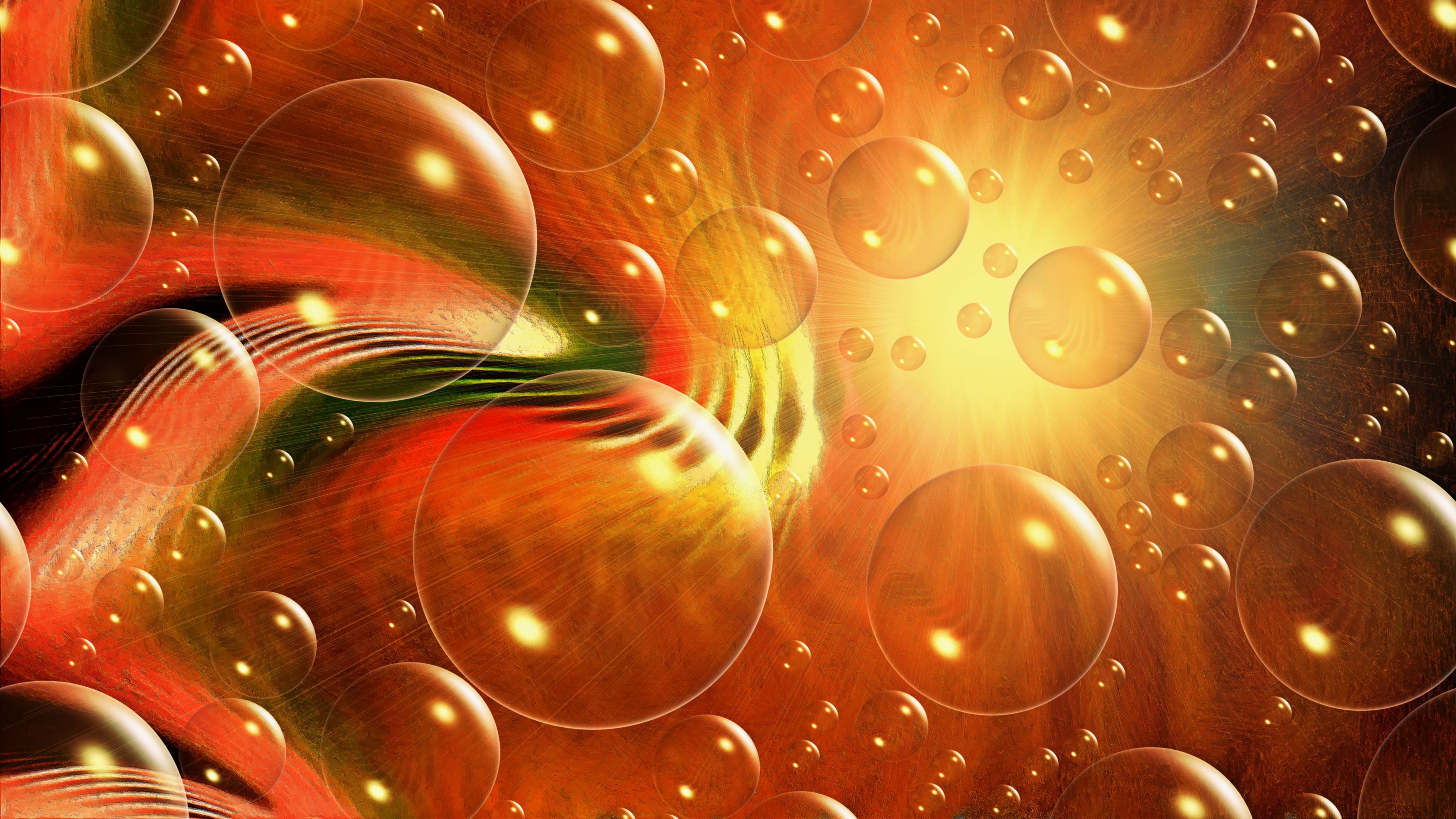 Abstract bubbles lines orange Wallpaper