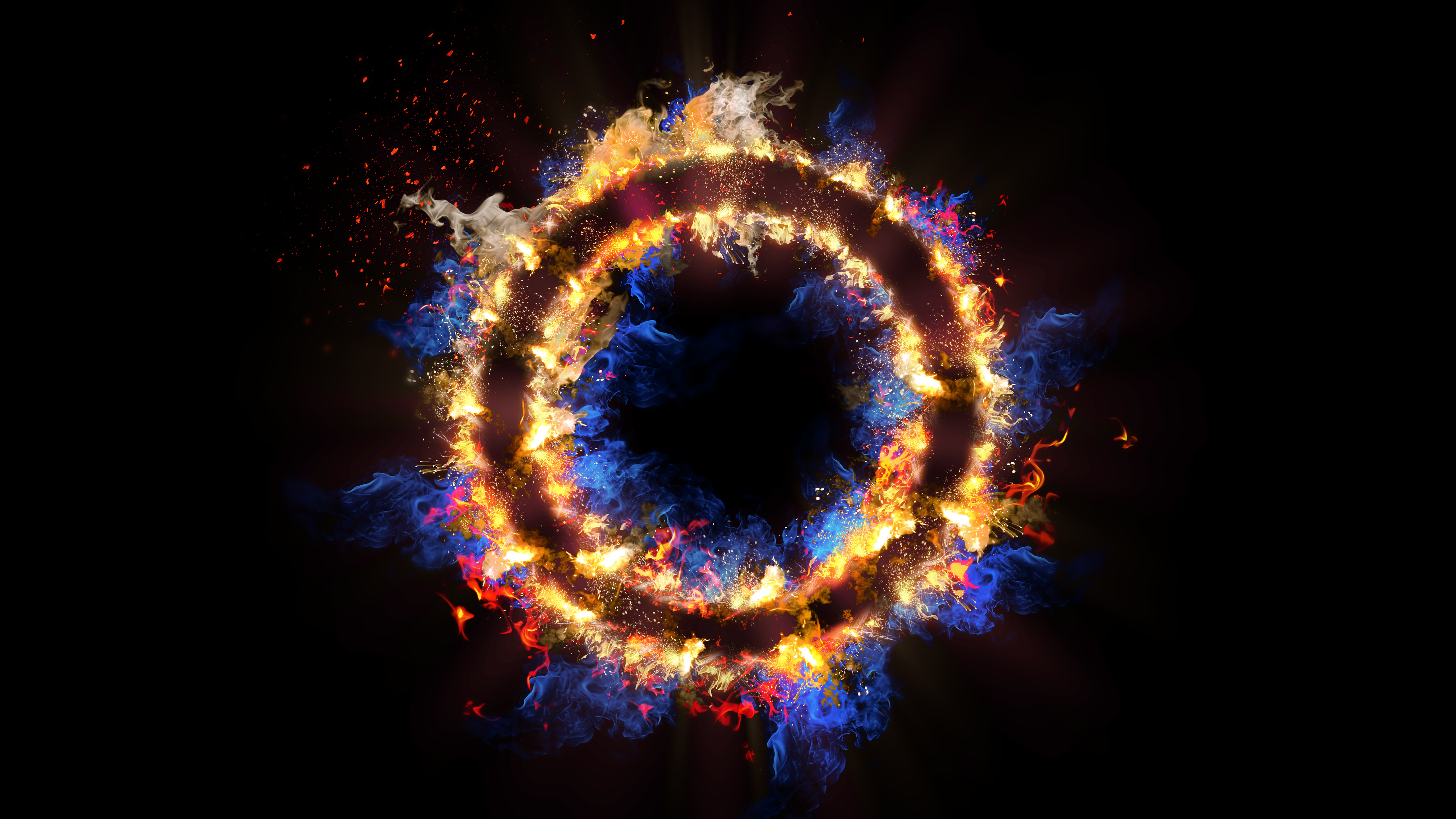 Flame circle 3d abstract 5k eg 5120x2880 Wallpaper