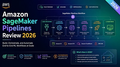 Amazon SageMaker Pipelines dashboard illustrating automated machine learning workflow orchestration and MLOps automation on AWS