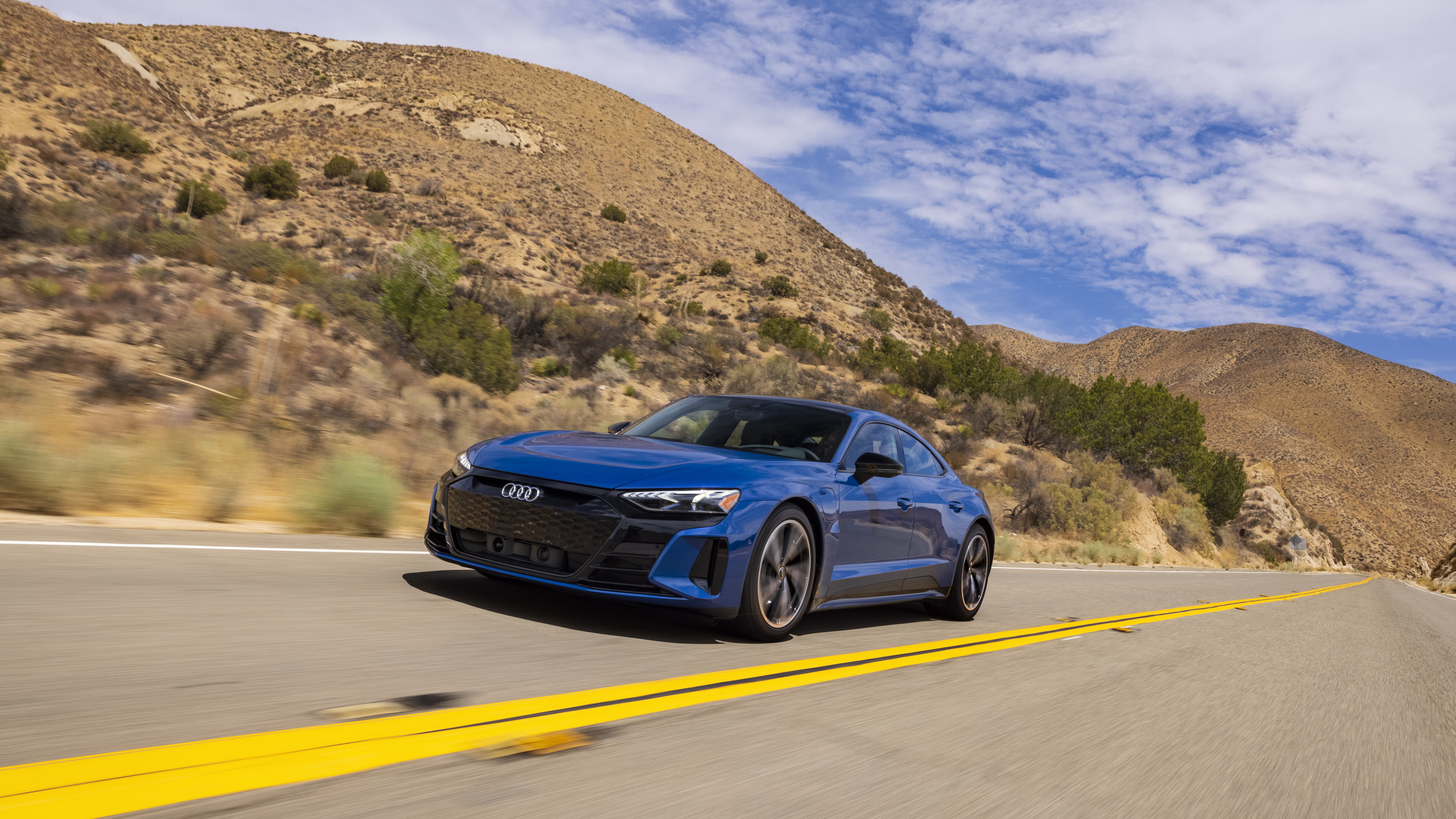 2022 Blue Audi e tron GT Quattro 8k Wallpaper