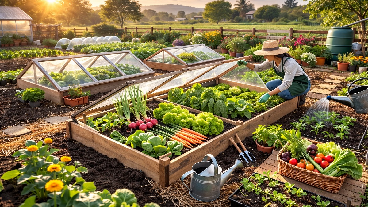 Cold frame gardening structure protecting plants from cold and frost