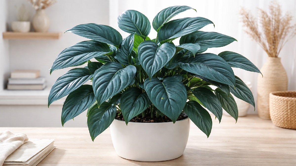 Baltic Blue Pothos plant with deep blue-green split leaves growing indoors