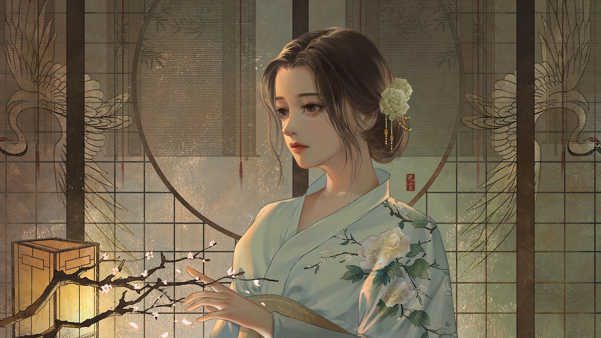 Art Asian Spring Fantasy Light Face HD Wallpaper