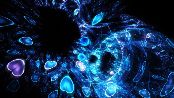 Fractal Shape Heart Patterns Neon Image wallpaper