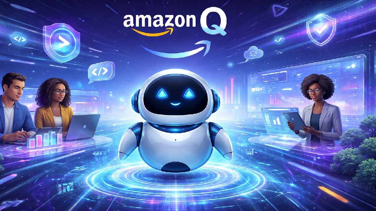 Amazon Q AI assistant interface for AWS automation, coding, and data analysis