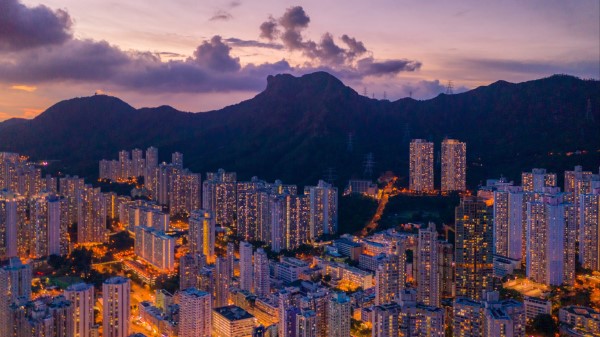 Mountains City Buildings Wallpaper