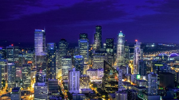 Night City Buildings Lights wallpaper