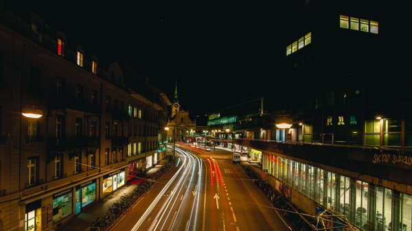 Night City Buildings Long Exposure Wallpaper