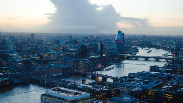 Night City Dawn Aerial View wallpaper