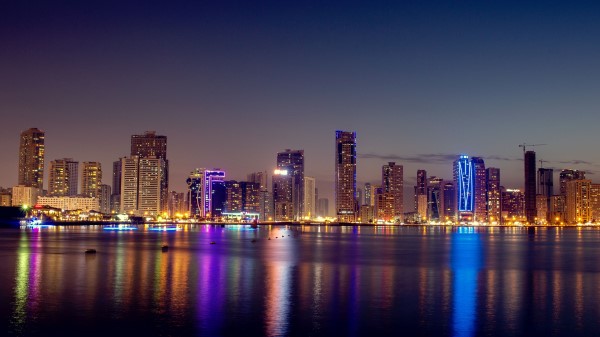 Night City Skyscrapers Buildings Image Wallpaper