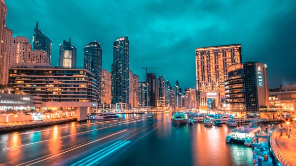 Night City Skyscrapers Port wallpaper